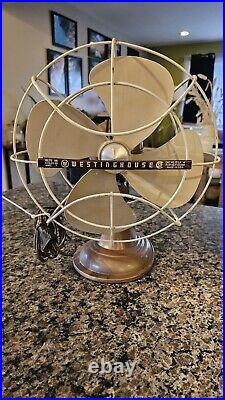 Vintage Westinghouse Oscillating Fan Cat#10 LA 4 Art Deco Part #Y-4697 Works Gre