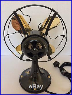 Vintage antique1919 GE 9 in Whiz Fan Electric W Brass Blades Restored L@@K