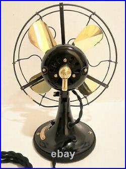 Vintage antique1920's 9 GE Whiz Stationary Electric Fan Brass Blade Restored