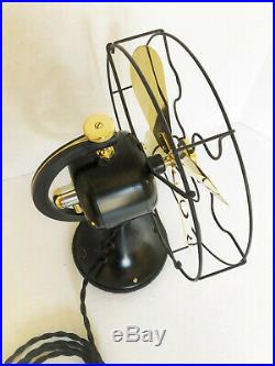 Vintage antique1920s 9GE Electric Starionary Fan Brass Blade with Custom Yoke