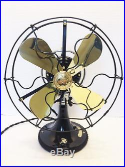 Vintage antique1920s GE 9 in Oscillating Whiz Fan With Brass BLD (Restored) L@@K