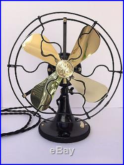 Vintage antique1920s GE 9 in stationary single speed fan Withbrass blade old badge