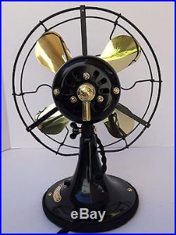 Vintage antique1920s GE 9 in stationary single speed fan Withbrass blade old badge