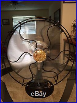 Vintage antique1929 Hunter 10 inch oscillating single speed fan GE base Restored