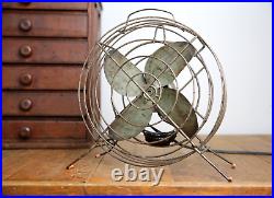 Vintage industrial Fan Desktop 10 blade metal cage steampunk antique handle