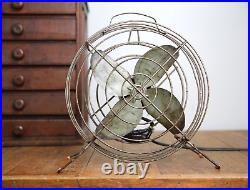 Vintage industrial Fan Desktop 10 blade metal cage steampunk antique handle