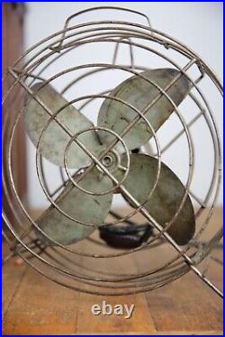 Vintage industrial Fan Desktop 10 blade metal cage steampunk antique handle