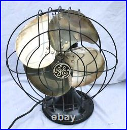 Vtg 1934 4 Blade General Electric Co. 49X491 Oscillating 3 Speed 12 Fan Nice