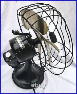 Vtg 1934 4 Blade General Electric Co. 49X491 Oscillating 3 Speed 12 Fan Nice