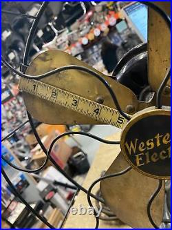 Vtg 1940's Western Electric Brass Blade Fan 13 4 Blade Cage 3 Speed USA Antique