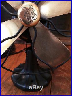Vtg Antique 1921 POLAR CUB Electric Fan GILBERT TYPE G Art Deco Brass Blades