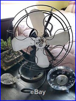 Vtg Antique GE General Electric Original AOU Brass Blade Fan 3 Speed Oscillating