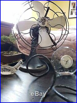 Vtg Antique GE General Electric Original AOU Brass Blade Fan 3 Speed Oscillating