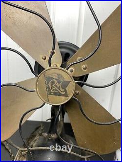 Vtg Antique R & M Speed 4 Blade Fan Brass Emerson Parts Industrial 3854
