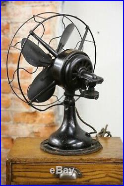 Vtg Antique Robbins & Myers Fan 12 Blades 3 speed oscillating Industrial cage