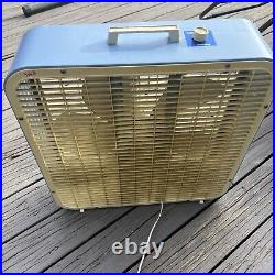 Vtg Kmart 22 Metal 5-Blade 3-speed Box Fan 209047 Robin Egg Blue WORKS GREAT