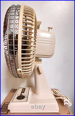 Vtg Panasonic F-9200 2-speed Beige Brown 9 Oscillating Desk Fan Made In Japan