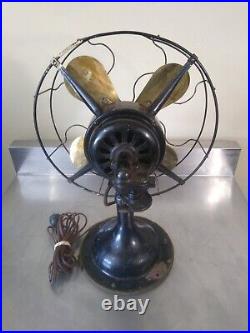 Vtg Western Electric Brass Blade Oscillating 3 Speed Electric Fan 6304 12 Cage