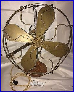WORKING antique ge fan 16 brass blade & brass cage Vintage Electrical