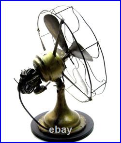 Western Electric Brass Blade Oscillating 3 Speed Electric Fan 16 Cage WORKS