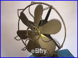 Westinghouse 12 Six Brass Blade Oscillating Fan Old Motor Antique Original