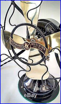 Westinghouse Whirlwind 8 Antique Vintage Electric Brass Blade Fan Restored