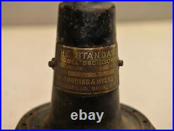 Wow antique Robbins & Myers The Standard AC Oscillator Lollipop fan base & badge
